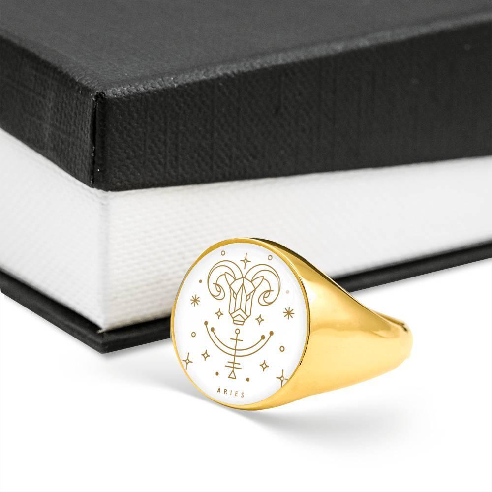 Aries Zodiac Luxury Stainless Steel or 18k Gold Ring - ZodiacFanatic