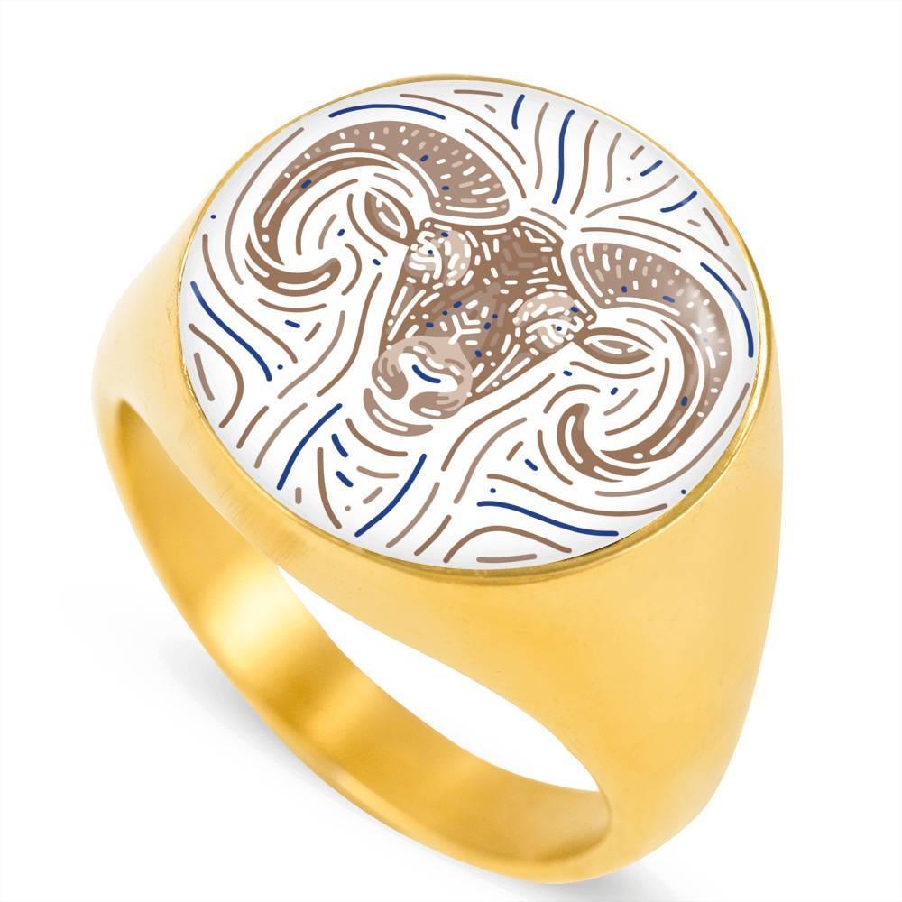 Aries Zodiac Luxury Stainless Steel or 18k Gold Ring - ZodiacFanatic