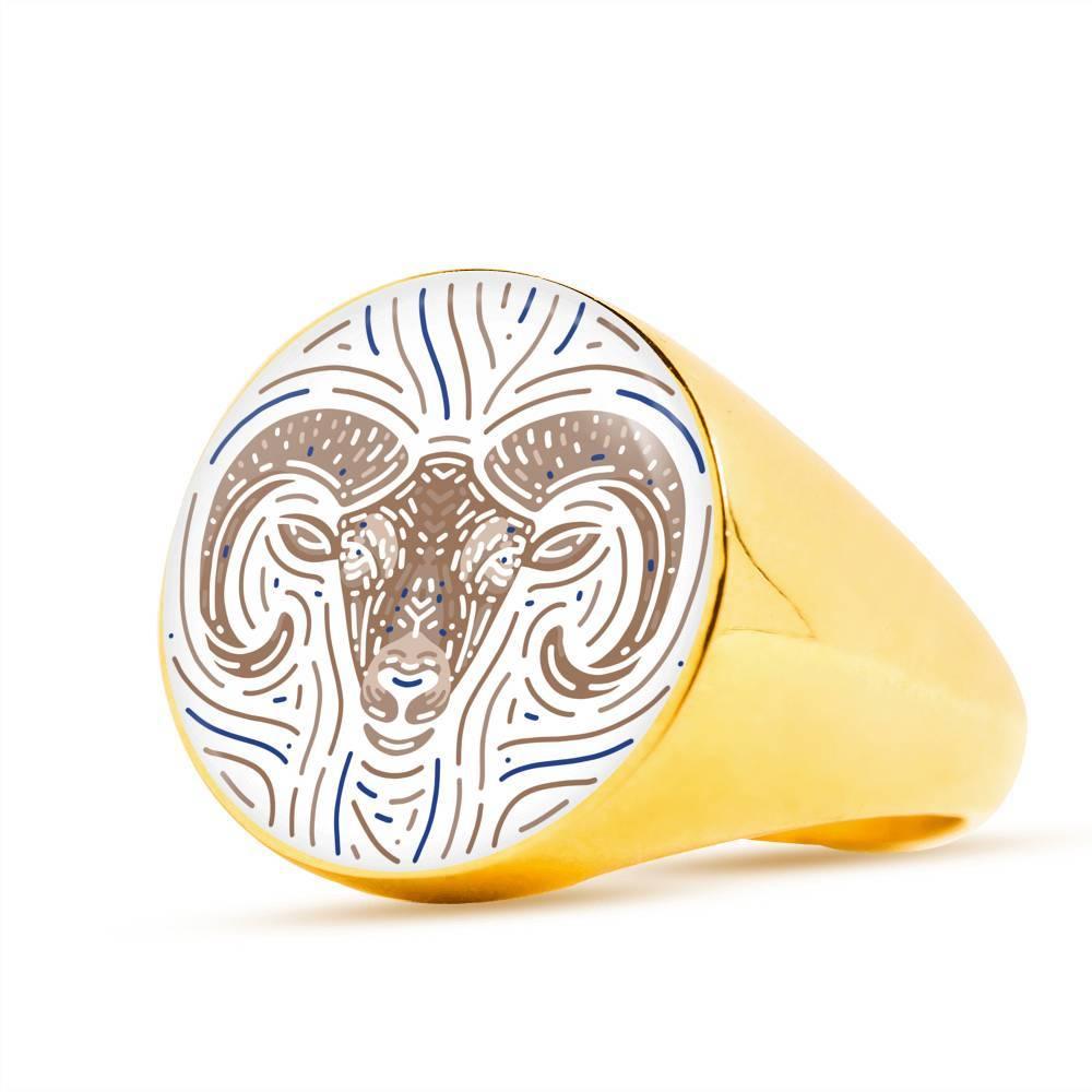 Aries Zodiac Luxury Stainless Steel or 18k Gold Ring - ZodiacFanatic