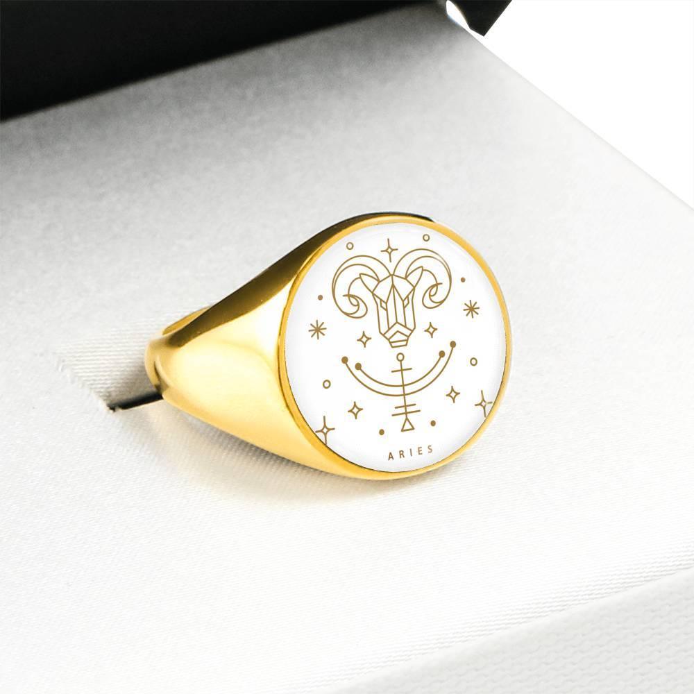 Aries Zodiac Luxury Stainless Steel or 18k Gold Ring - ZodiacFanatic