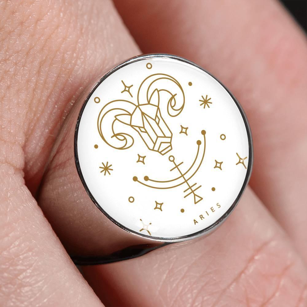 Aries Zodiac Luxury Stainless Steel or 18k Gold Ring - ZodiacFanatic