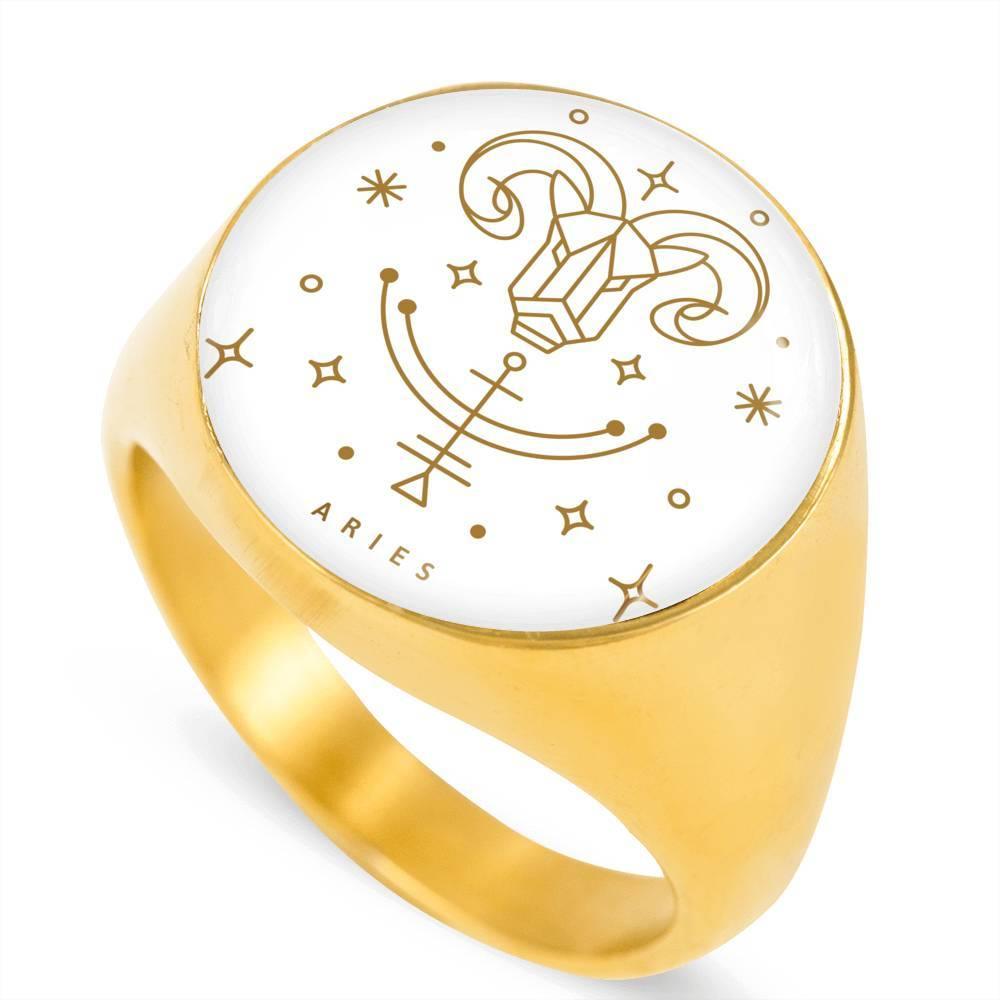 Aries Zodiac Luxury Stainless Steel or 18k Gold Ring - ZodiacFanatic