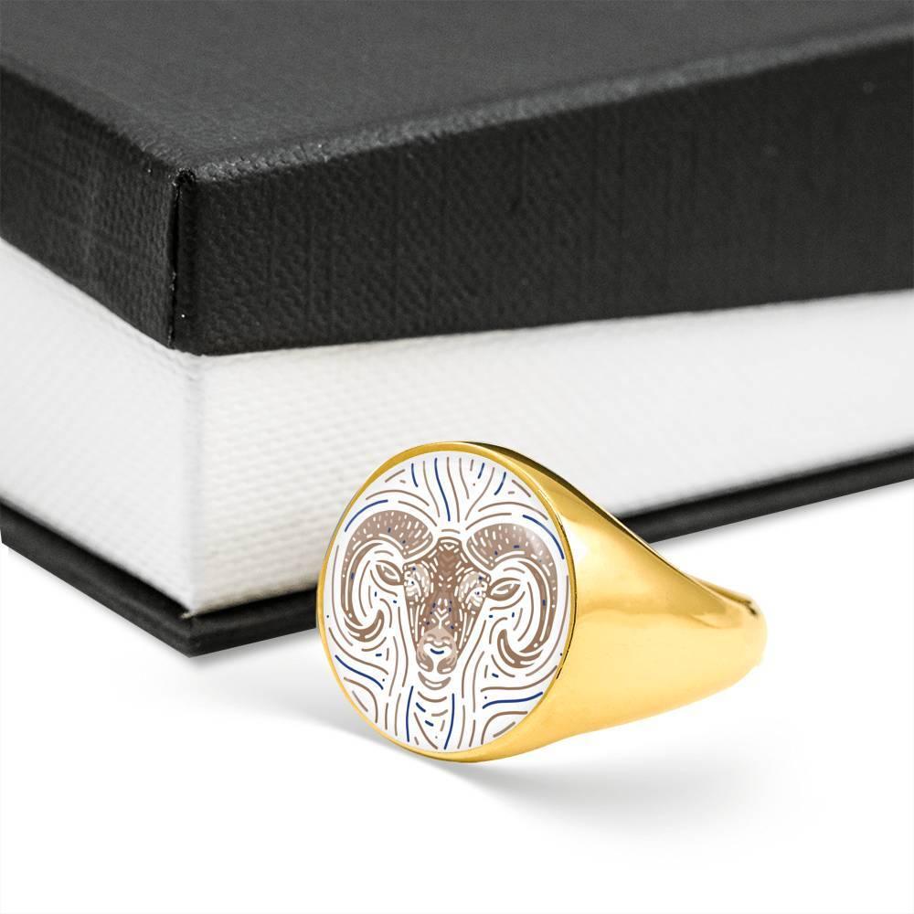 Aries Zodiac Luxury Stainless Steel or 18k Gold Ring - ZodiacFanatic