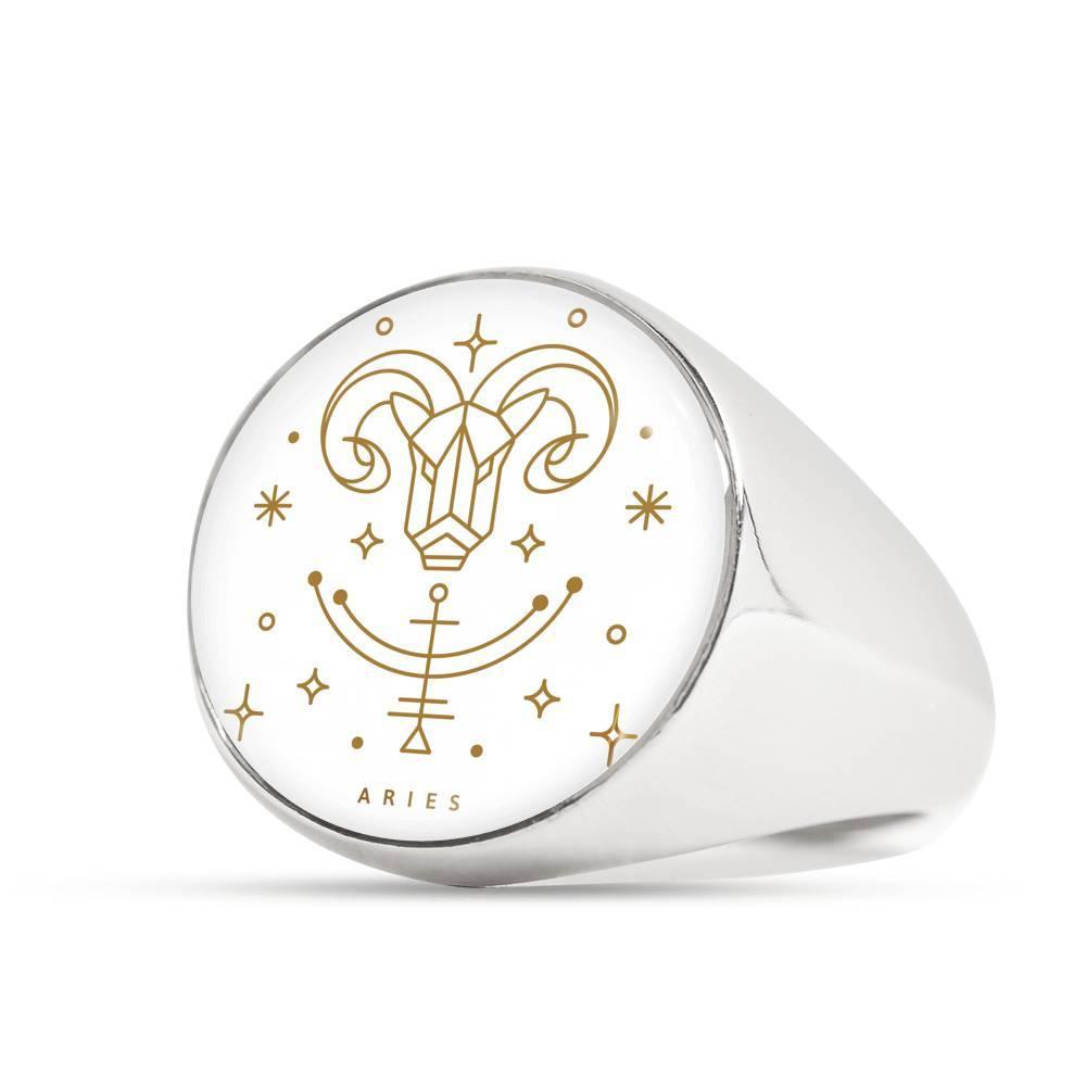 Aries Zodiac Luxury Stainless Steel or 18k Gold Ring - ZodiacFanatic