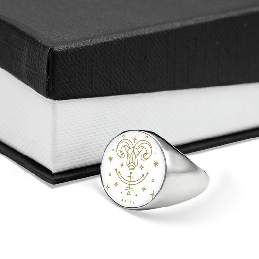 Aries Zodiac Luxury Stainless Steel or 18k Gold Ring - ZodiacFanatic