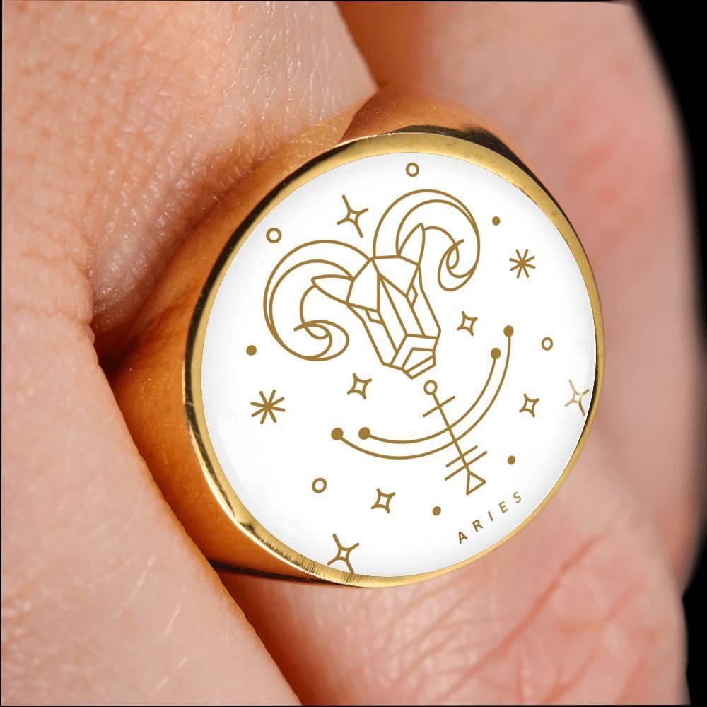 Aries Zodiac Luxury Stainless Steel or 18k Gold Ring - ZodiacFanatic