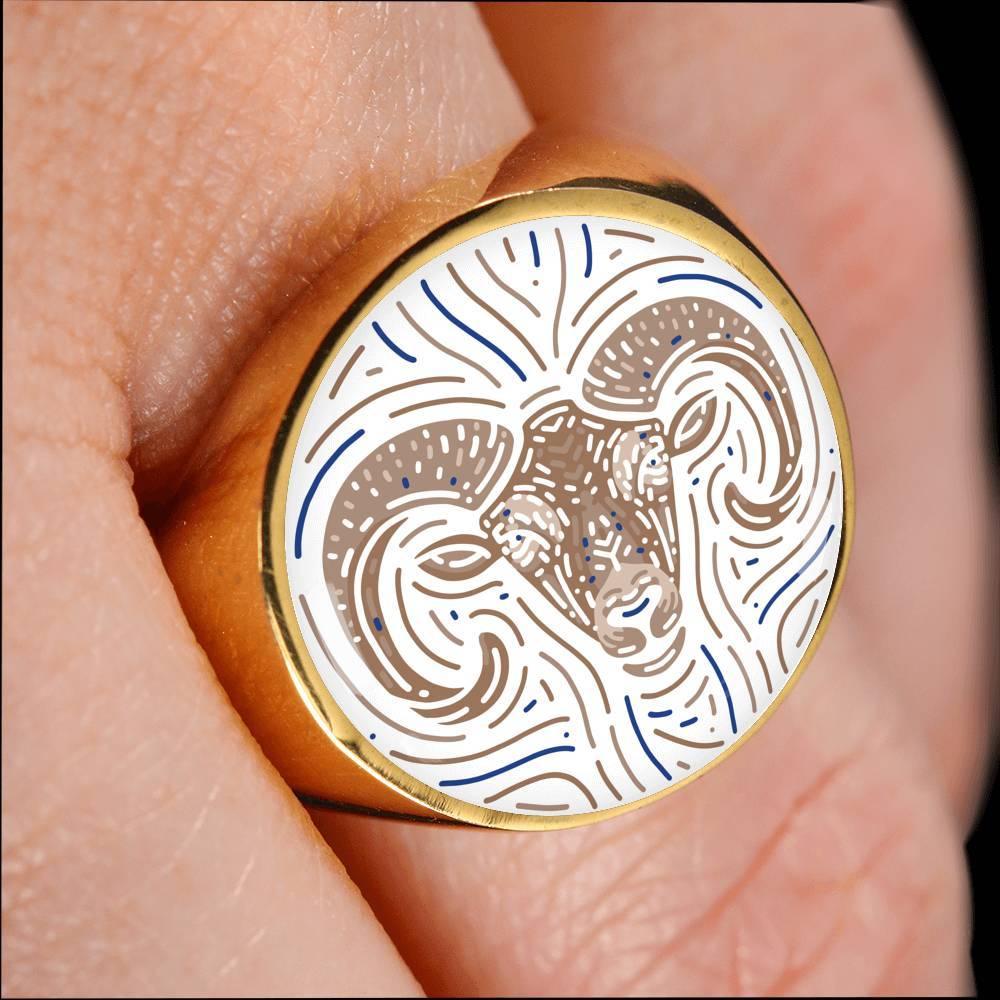 Aries Zodiac Luxury Stainless Steel or 18k Gold Ring - ZodiacFanatic