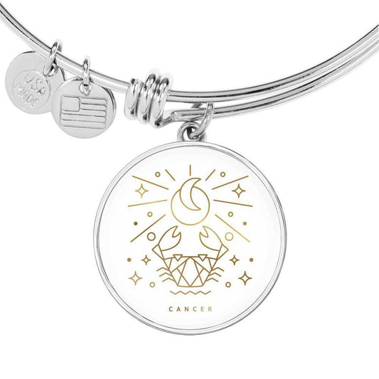 Cancer Zodiac Adjustable Luxury Bangle made from Stainless Steel or 18k Gold - ZodiacFanatic