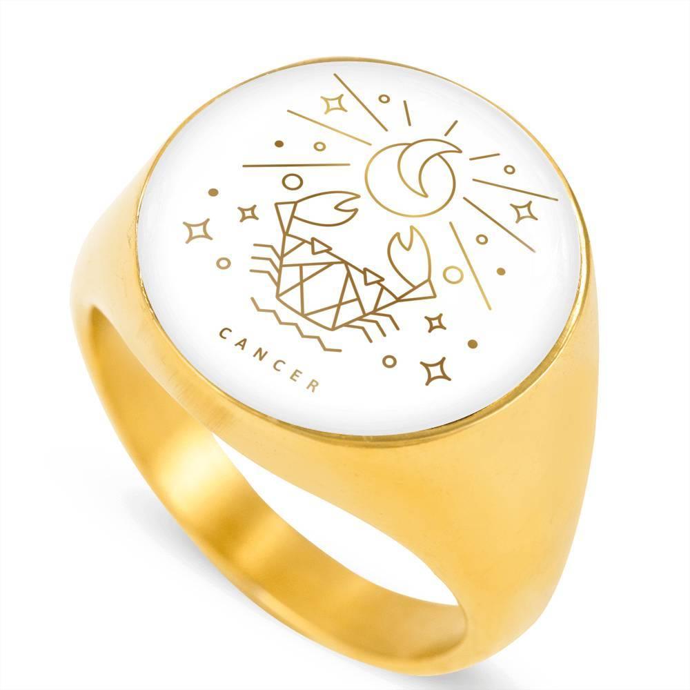 Cancer Zodiac Adjustable Luxury Ring made from Stainless Steel or 18k Gold - ZodiacFanatic