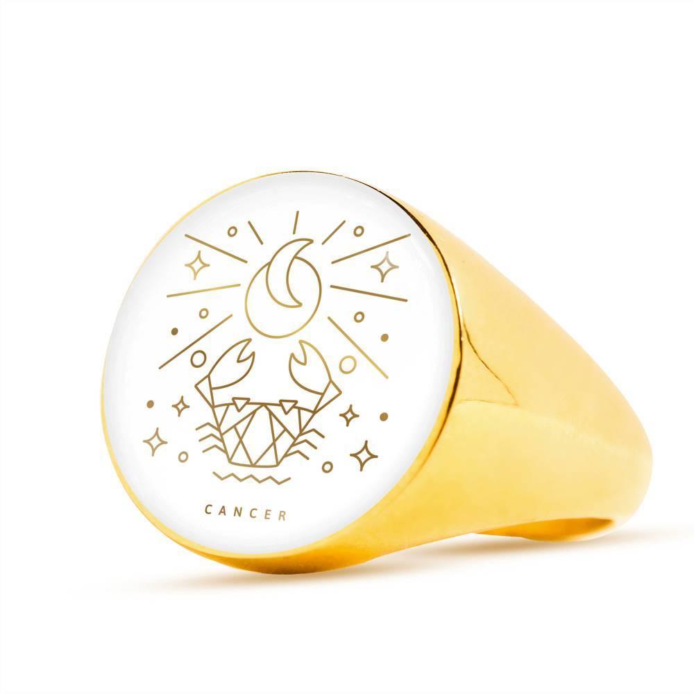 Cancer Zodiac Adjustable Luxury Ring made from Stainless Steel or 18k Gold - ZodiacFanatic