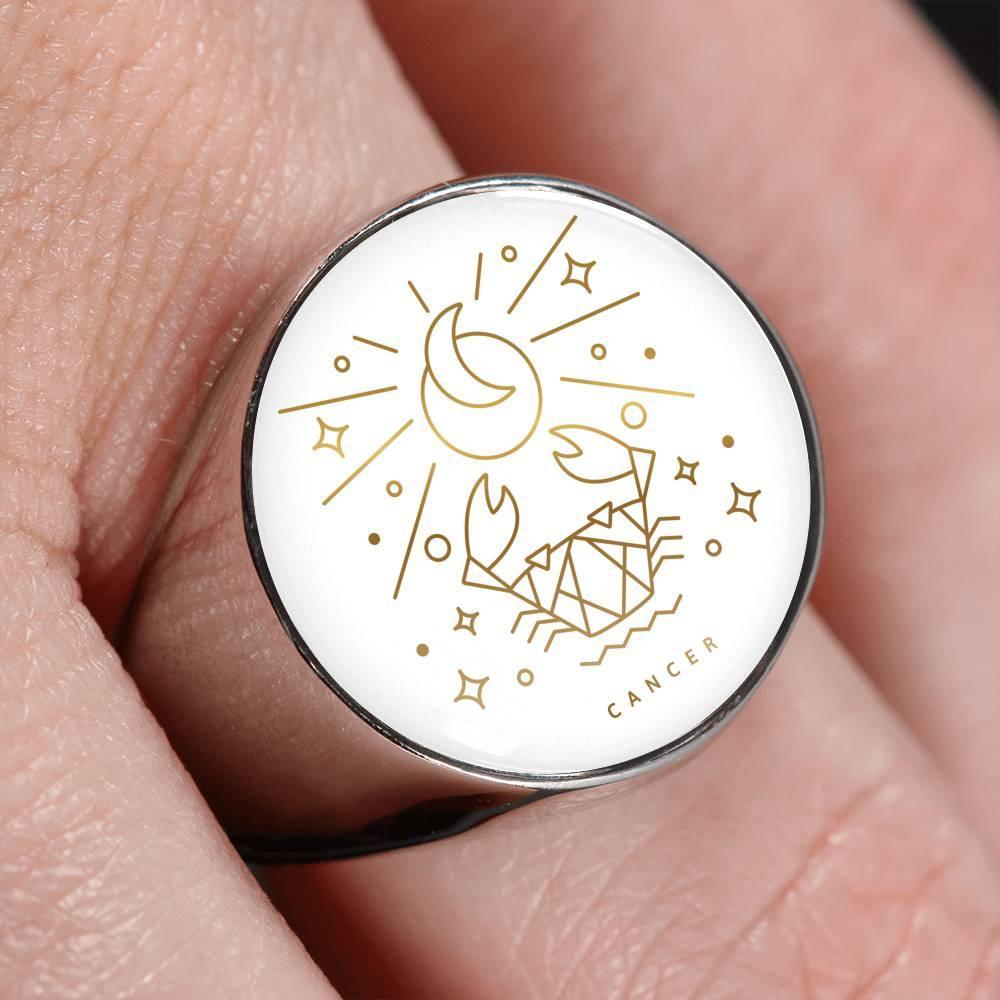 Cancer Zodiac Adjustable Luxury Ring made from Stainless Steel or 18k Gold - ZodiacFanatic