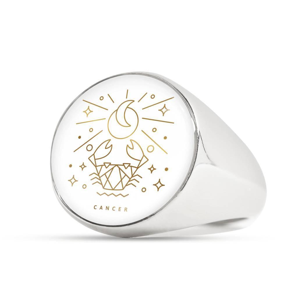 Cancer Zodiac Adjustable Luxury Ring made from Stainless Steel or 18k Gold - ZodiacFanatic