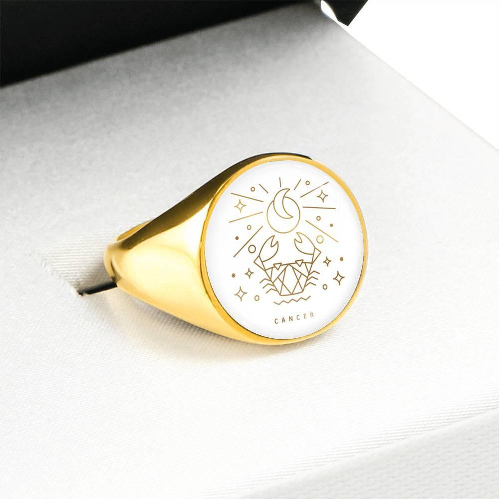 Cancer Zodiac Adjustable Luxury Ring made from Stainless Steel or 18k Gold - ZodiacFanatic