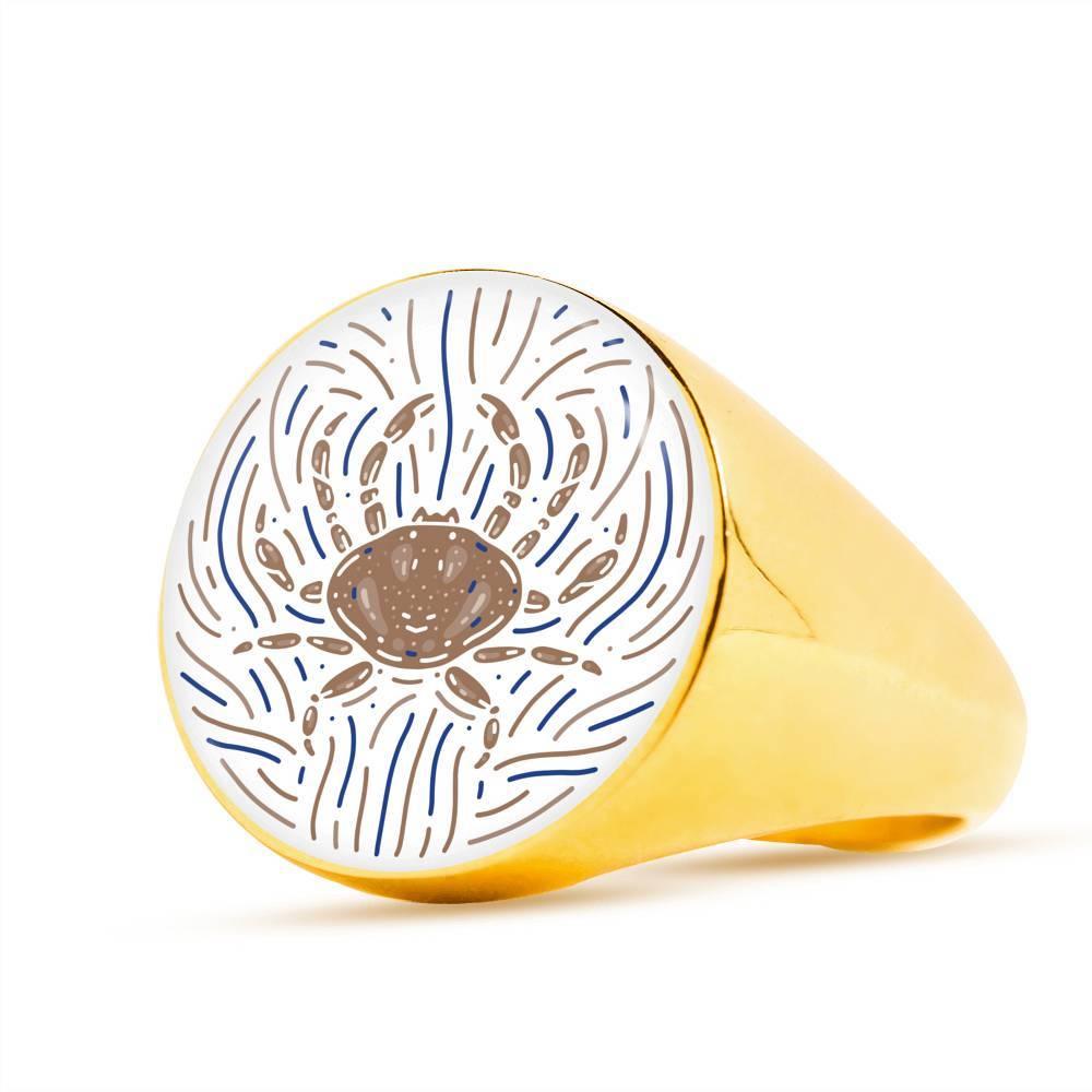 Cancer Zodiac Luxury Stainless Steel or 18k Gold Artistic Ring - ZodiacFanatic