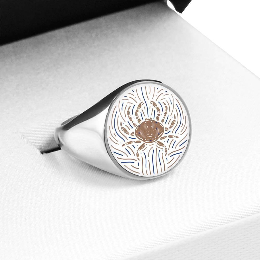 Cancer Zodiac Luxury Stainless Steel or 18k Gold Artistic Ring - ZodiacFanatic