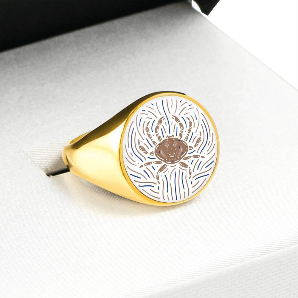 Cancer Zodiac Luxury Stainless Steel or 18k Gold Artistic Ring - ZodiacFanatic