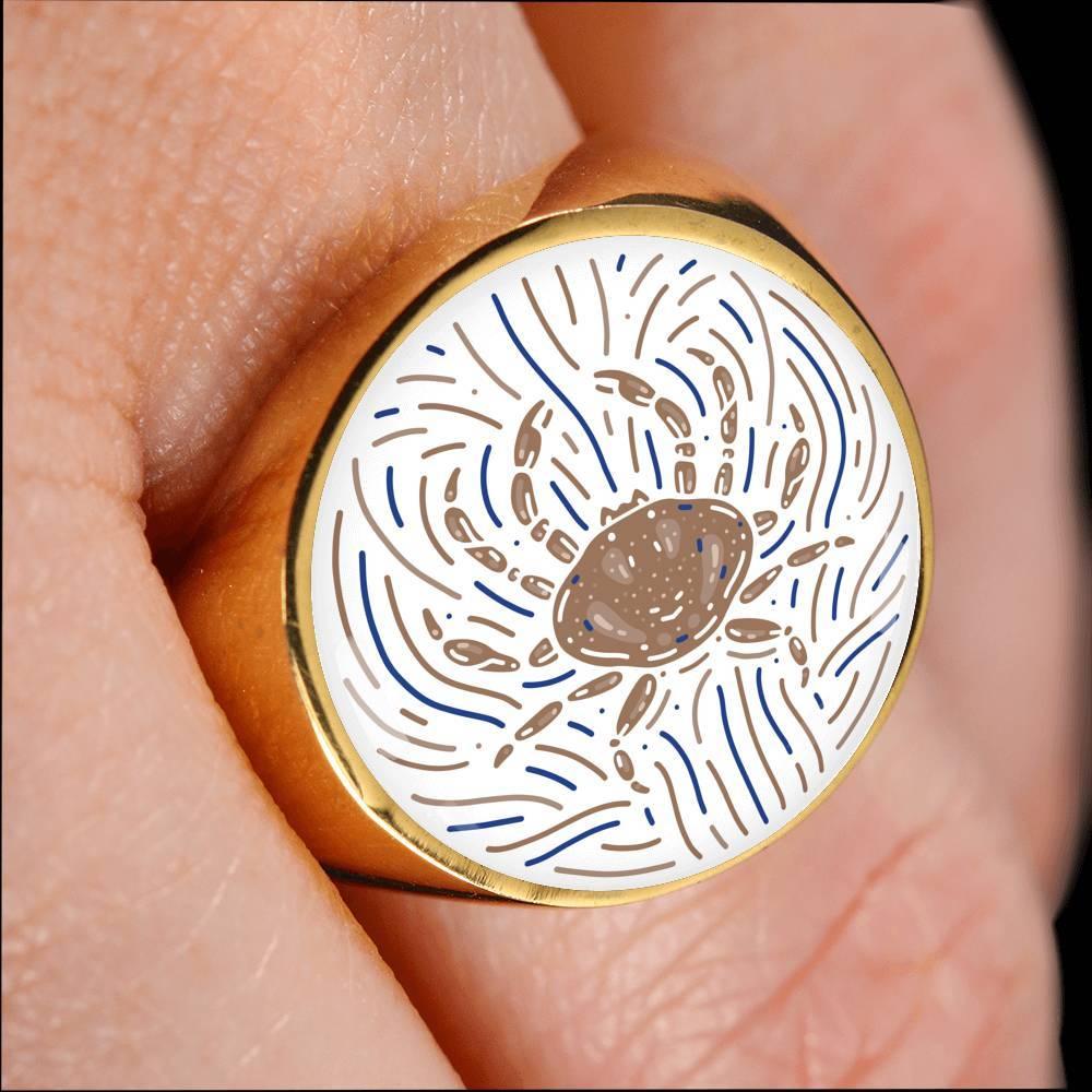 Cancer Zodiac Luxury Stainless Steel or 18k Gold Artistic Ring - ZodiacFanatic