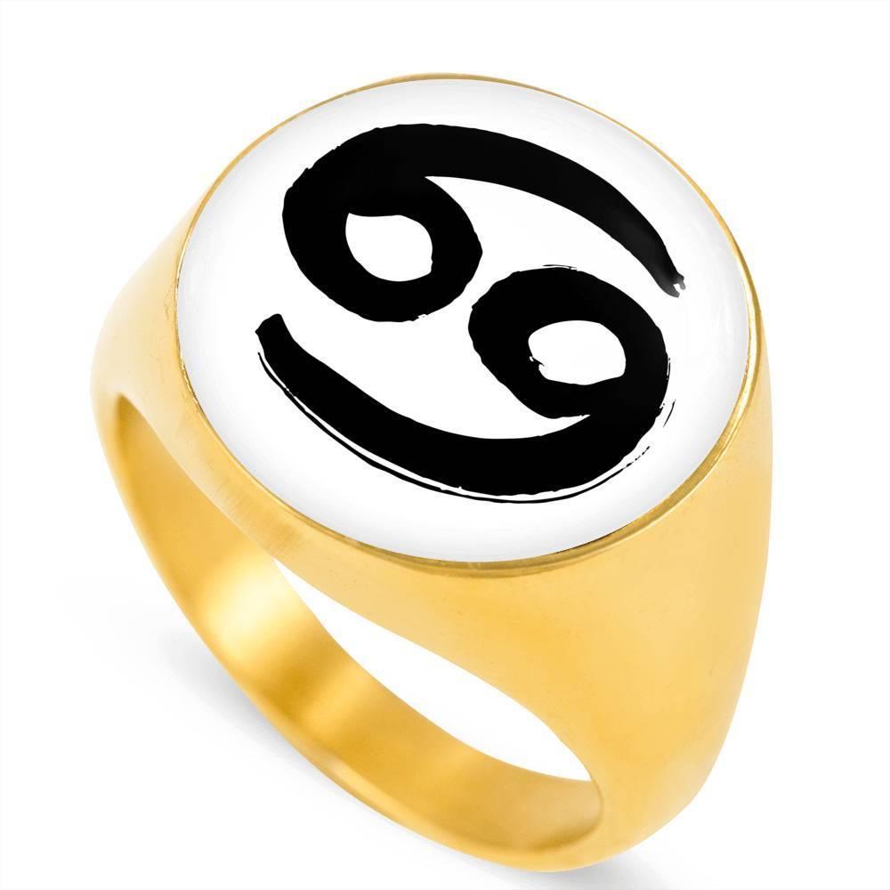 Cancer Zodiac Stainless Steel or 18k Gold Ring - ZodiacFanatic