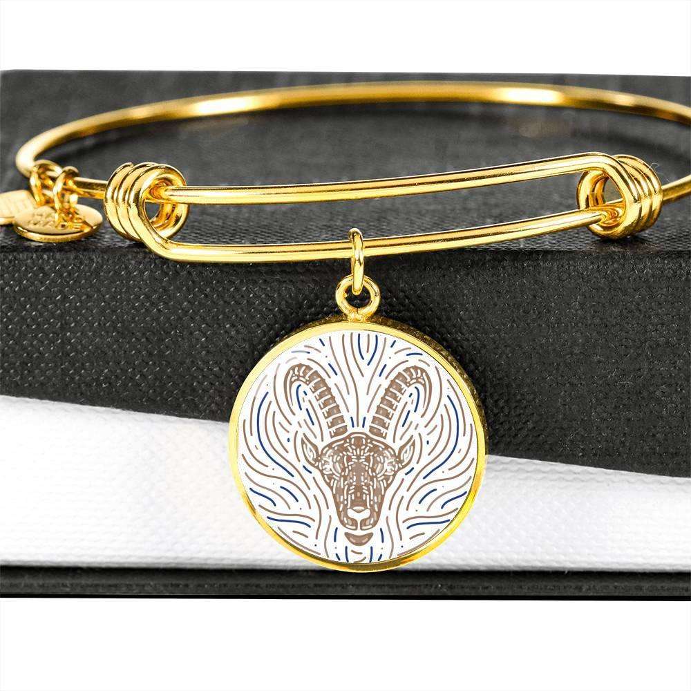 Capricorn Zodiac Adjustable Artistic Bangle made from Stainless Steel or 18k Gold - ZodiacFanatic