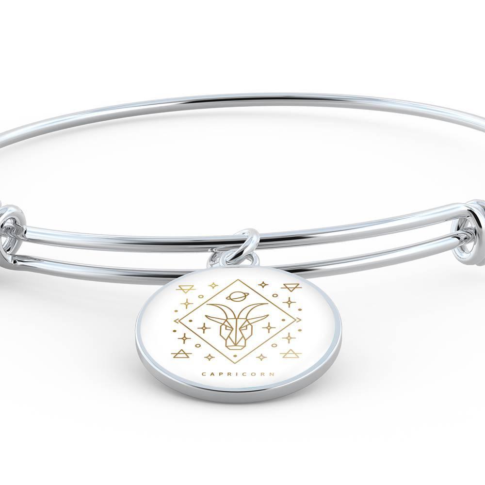 Capricorn Zodiac Adjustable Luxury Bangle made from Stainless Steel or 18k Gold - ZodiacFanatic