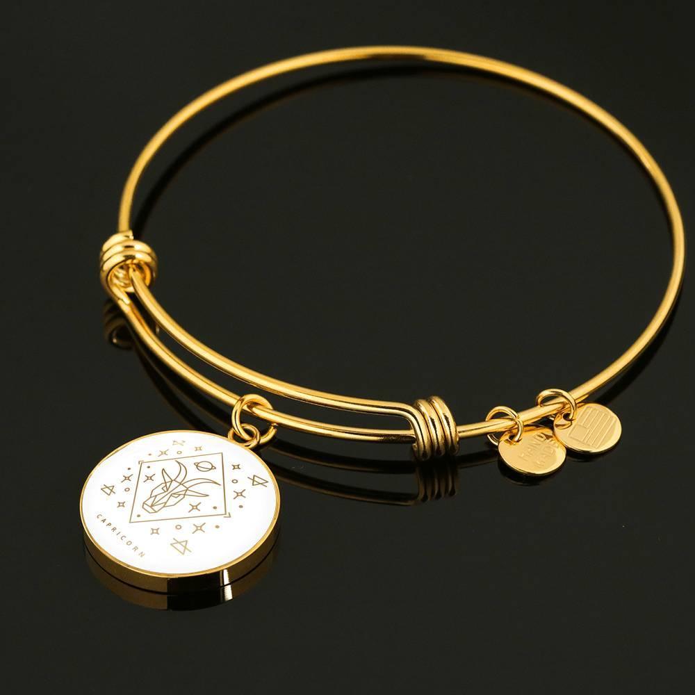 Capricorn Zodiac Adjustable Luxury Bangle made from Stainless Steel or 18k Gold - ZodiacFanatic