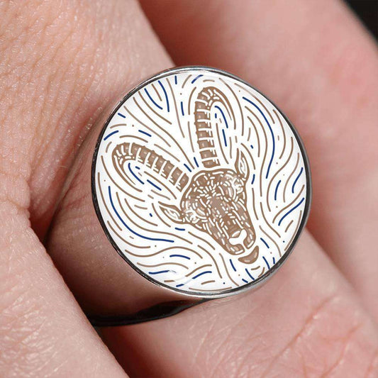 Capricorn Zodiac Artistic Ring made from Stainless Steel or 18k Gold - ZodiacFanatic