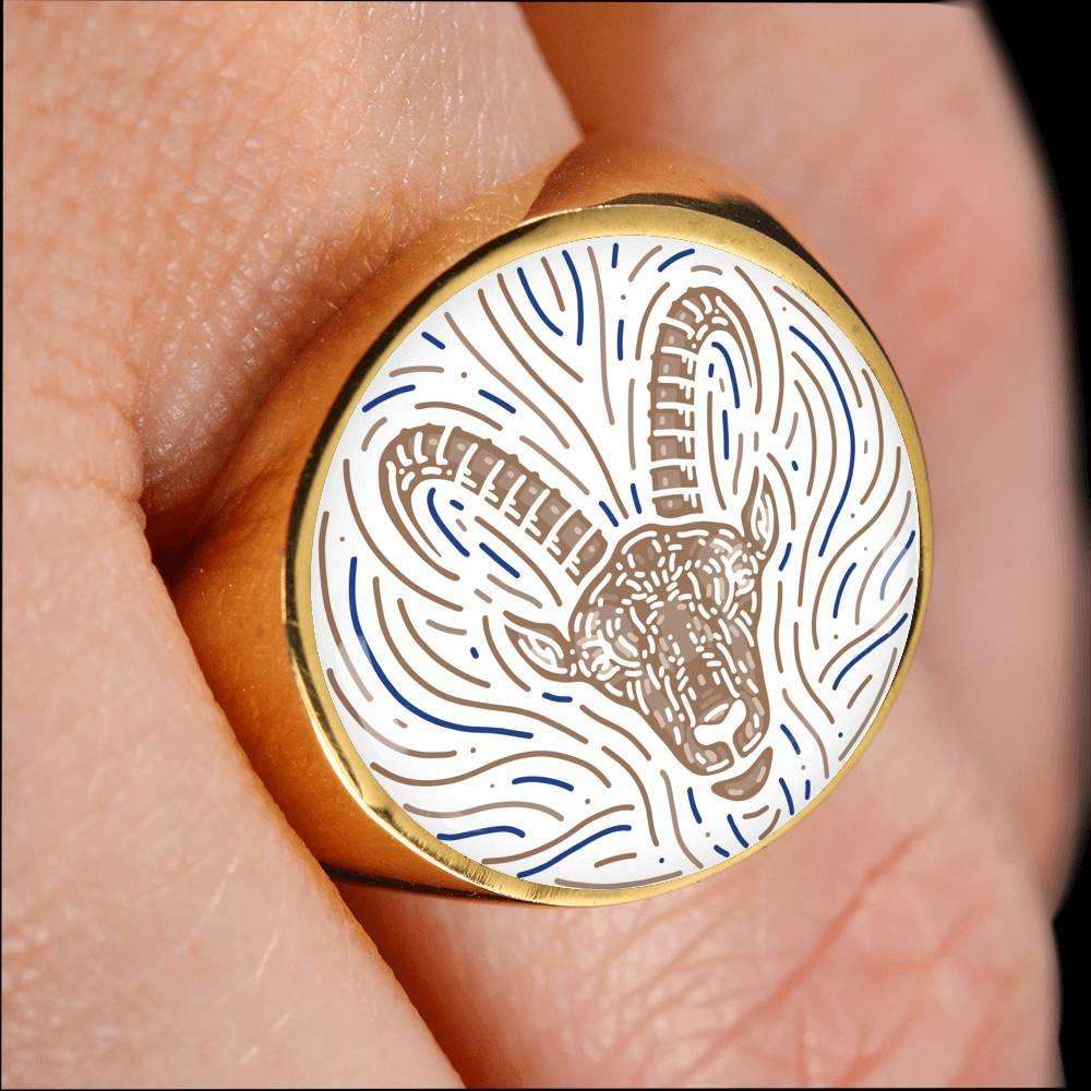Capricorn Zodiac Artistic Ring made from Stainless Steel or 18k Gold - ZodiacFanatic