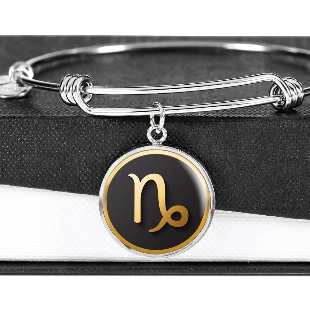 Capricorn Zodiac Exclusive Design Bangle Made From Stainless Steel or 18k Gold - ZodiacFanatic