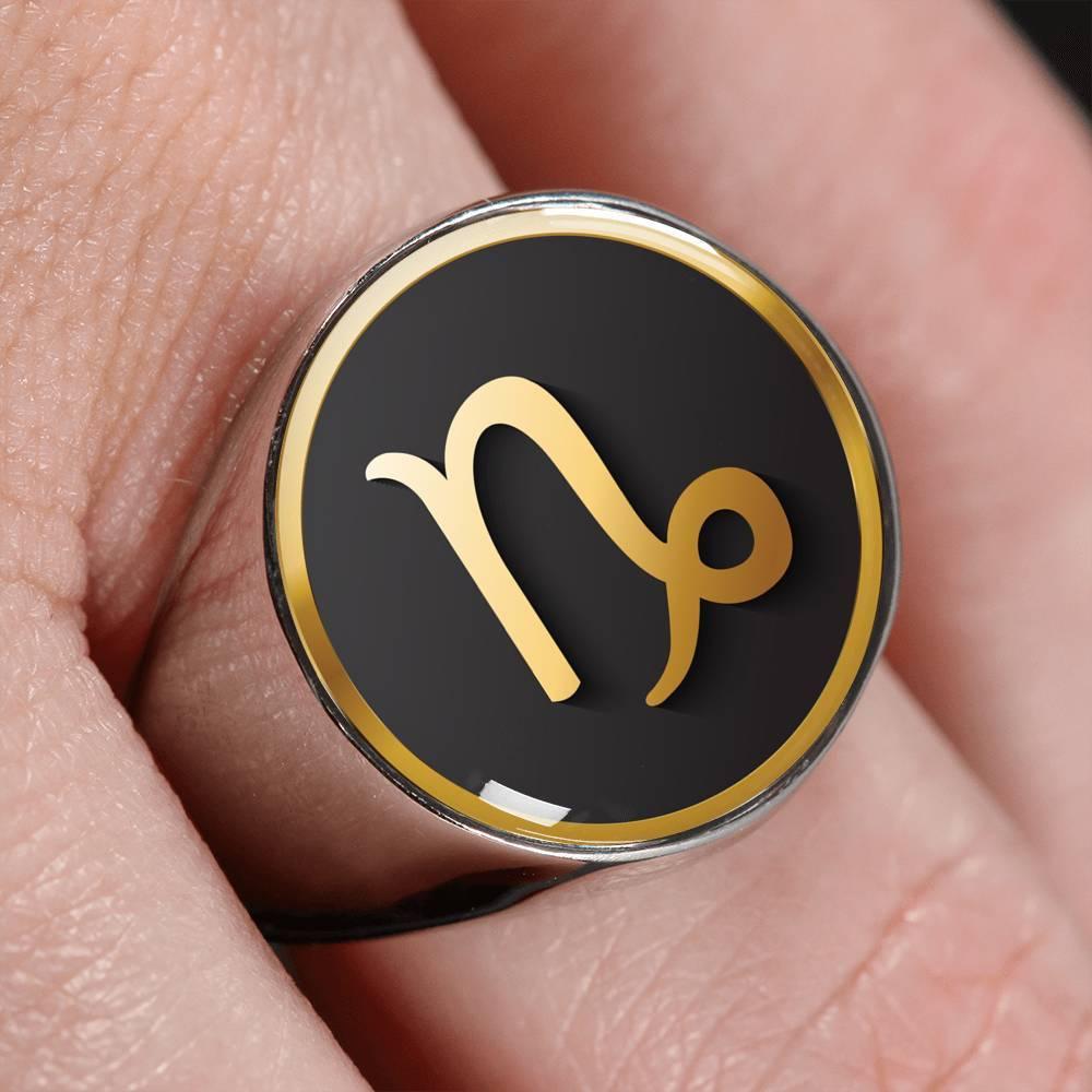 Capricorn Zodiac Exclusive Design Ring Made From Stainless Steel or 18k Gold - ZodiacFanatic