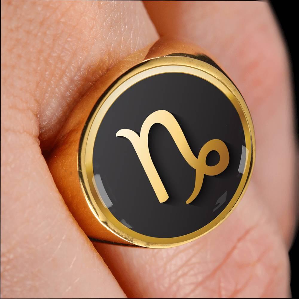 Capricorn Zodiac Exclusive Design Ring Made From Stainless Steel or 18k Gold - ZodiacFanatic