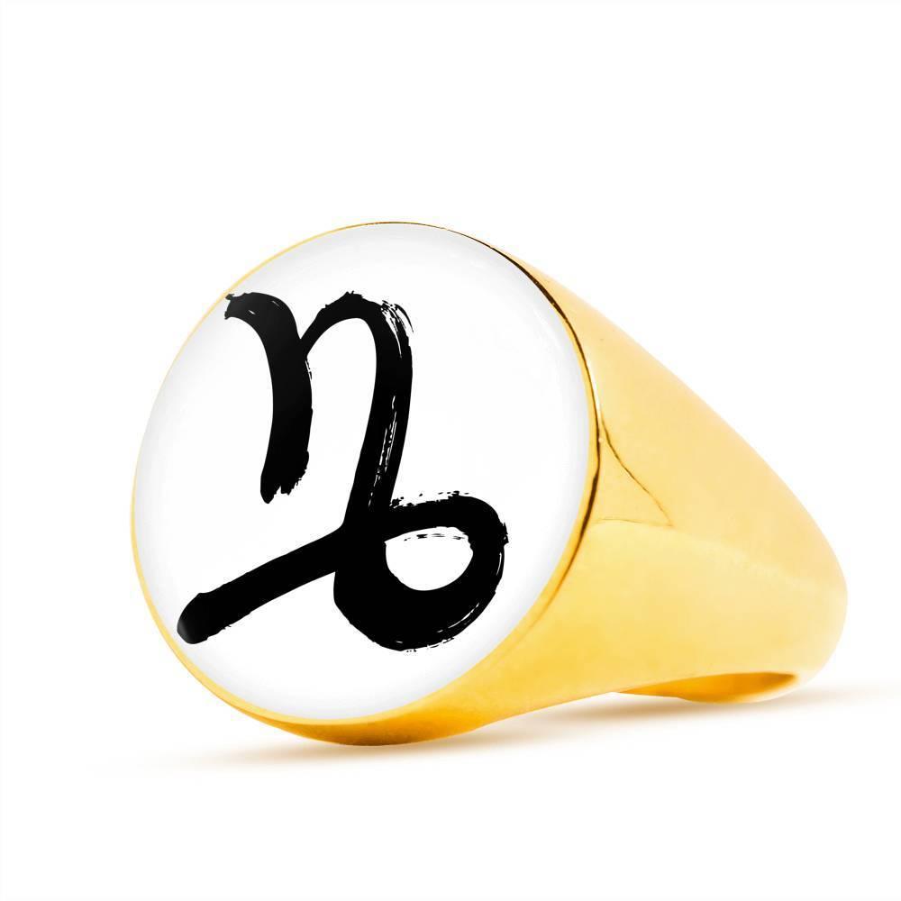 Capricorn Zodiac Stainless Steel or 18k Gold Ring - ZodiacFanatic