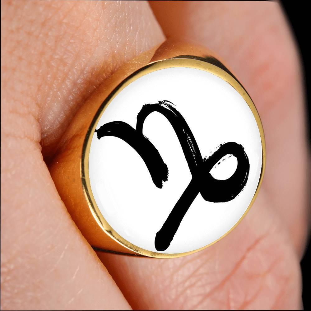 Capricorn Zodiac Stainless Steel or 18k Gold Ring - ZodiacFanatic