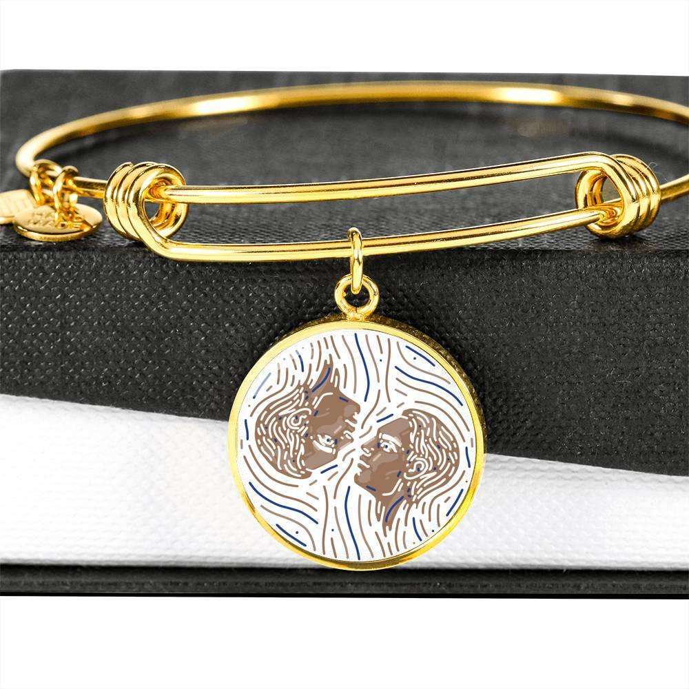 Gemini Zodiac Adjustable Artistic Bangle made from Stainless Steel or 18k Gold - ZodiacFanatic