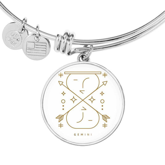 Gemini Zodiac Adjustable Luxury Bangle made from Stainless Steel or 18k Gold - ZodiacFanatic