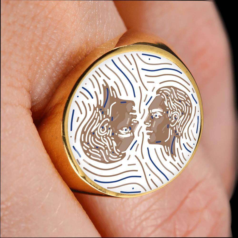 Gemini Zodiac Creative Stainless Steel or 18k Gold Ring - ZodiacFanatic