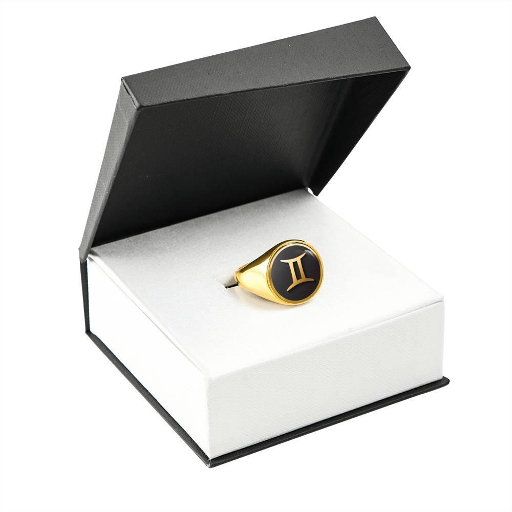 Gemini Zodiac Exclusive Design Ring Made From Stainless Steel or 18k Gold - ZodiacFanatic