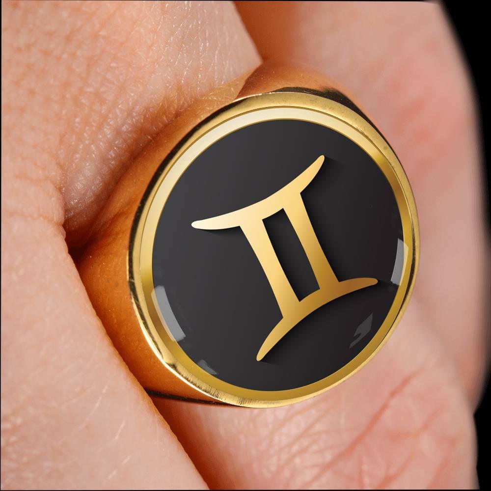 Gemini Zodiac Exclusive Design Ring Made From Stainless Steel or 18k Gold - ZodiacFanatic