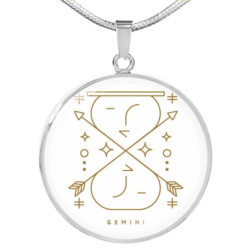 Gemini Zodiac Luxury Stainless Steel or 18k Gold Artistic Necklace - ZodiacFanatic