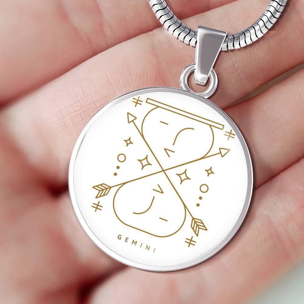 Gemini Zodiac Luxury Stainless Steel or 18k Gold Artistic Necklace - ZodiacFanatic