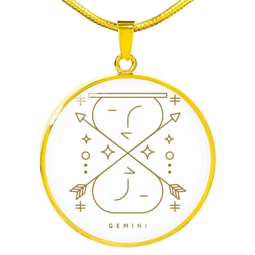 Gemini Zodiac Luxury Stainless Steel or 18k Gold Artistic Necklace - ZodiacFanatic