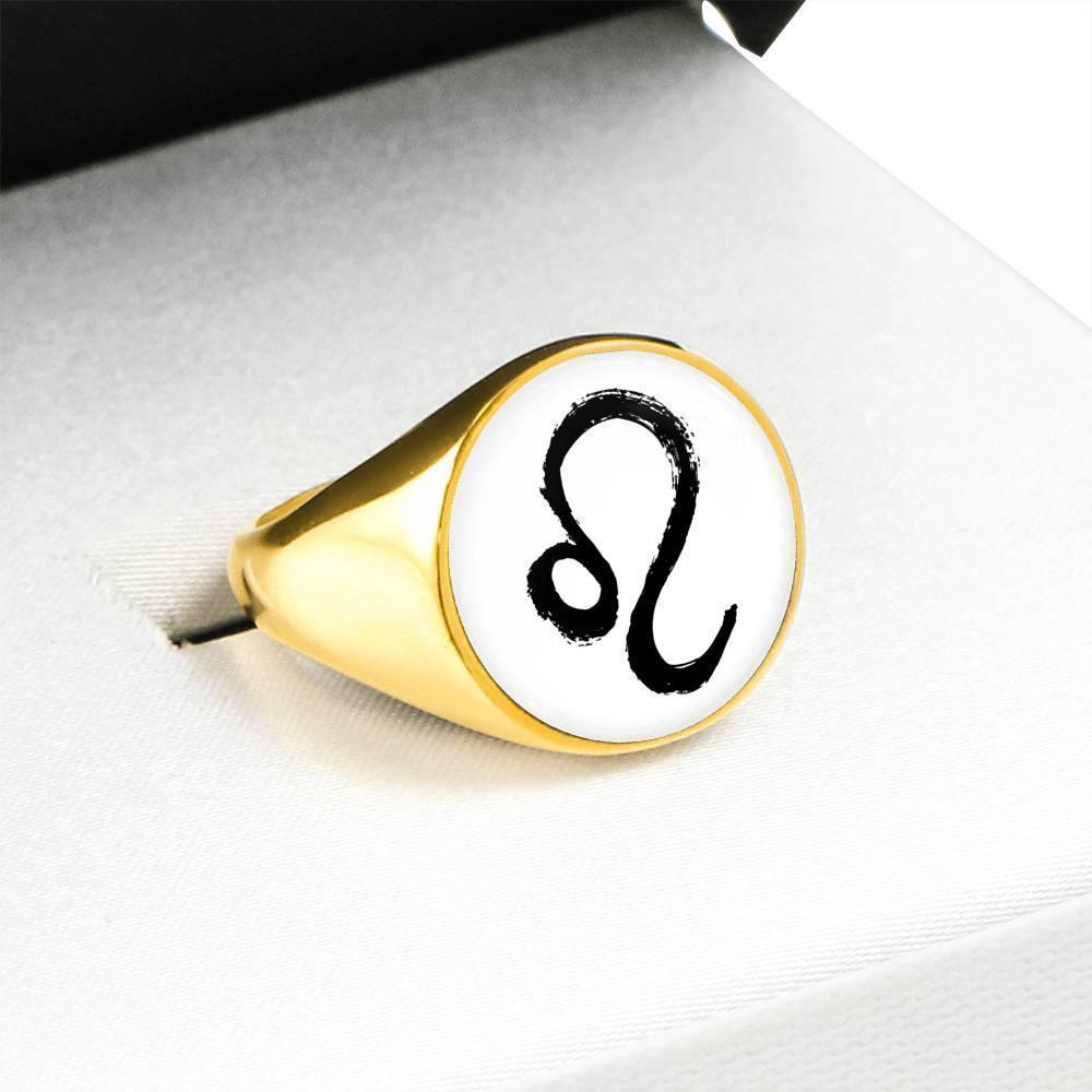 Leo Zodiac Stainless Steel or 18k Gold Ring - ZodiacFanatic