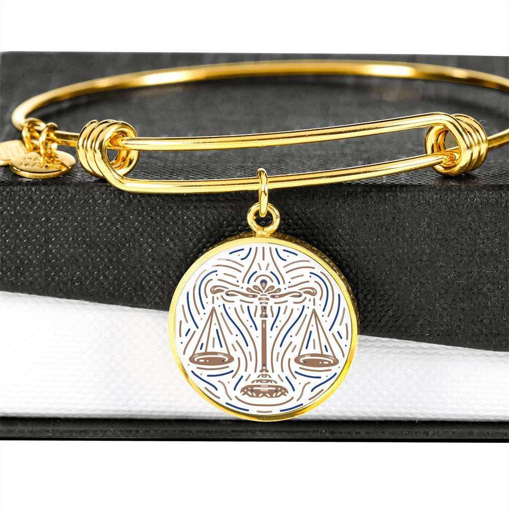 Libra Zodiac Adjustable Artistic Bangle made from Stainless Steel or 18k Gold - ZodiacFanatic