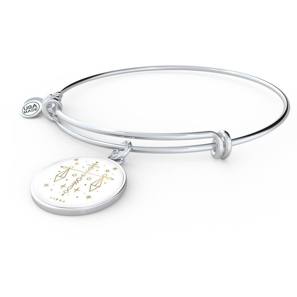 Libra Zodiac Adjustable Luxury Bangle made from Stainless Steel or 18k Gold - ZodiacFanatic