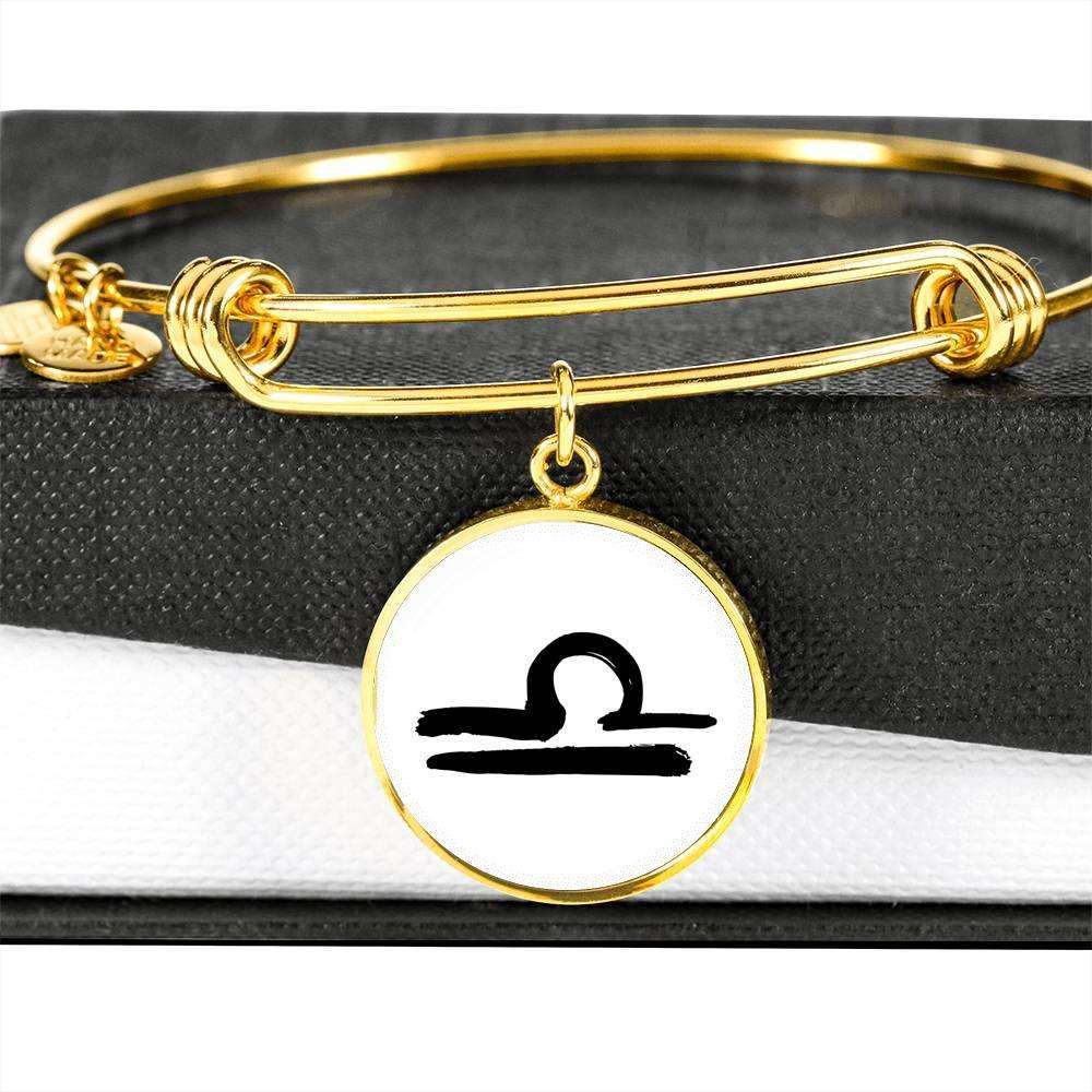 Libra Zodiac Adjustable Luxury Bangle made from Stainless Steel or 18k Gold - ZodiacFanatic