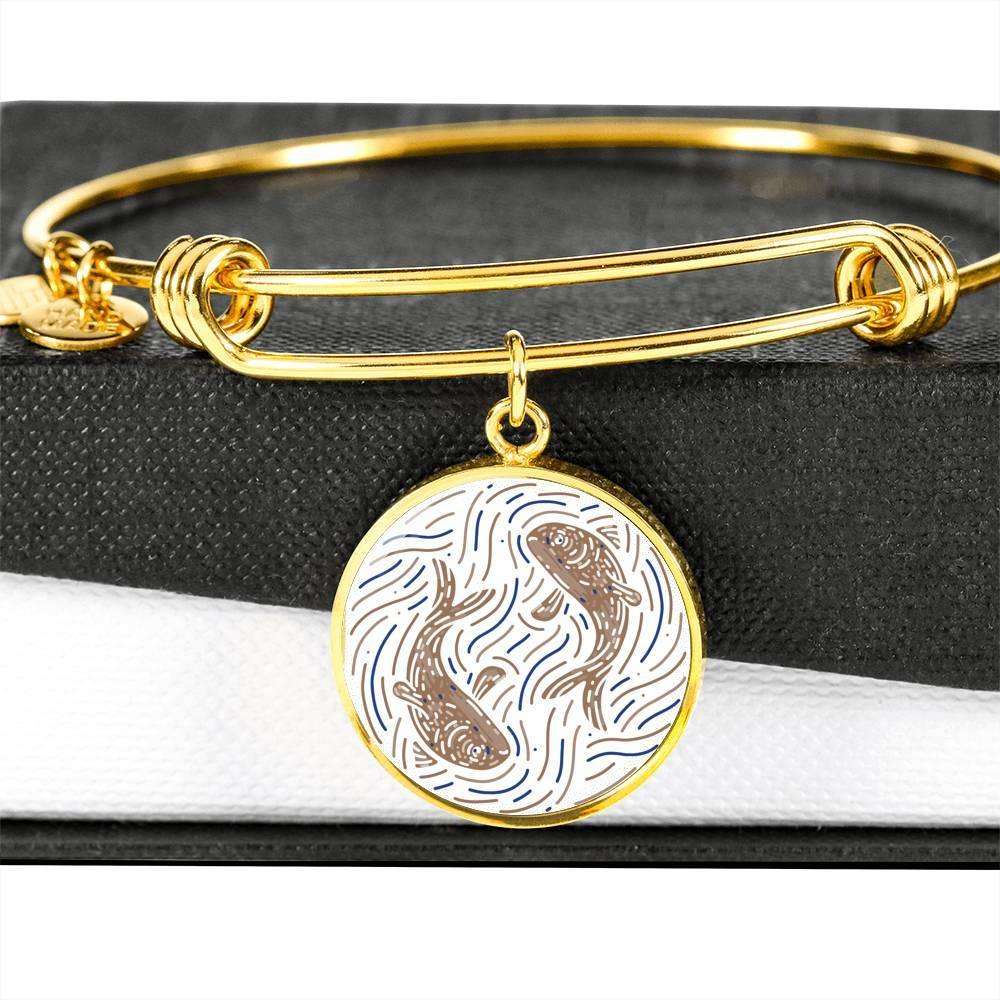 Pisces Zodiac Adjustable Artistic Bangle made from Stainless Steel or 18k Gold - ZodiacFanatic