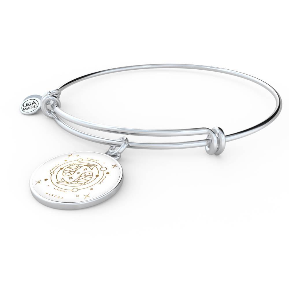 Pisces Zodiac Adjustable Luxury Bangle made from Stainless Steel or 18k Gold - ZodiacFanatic