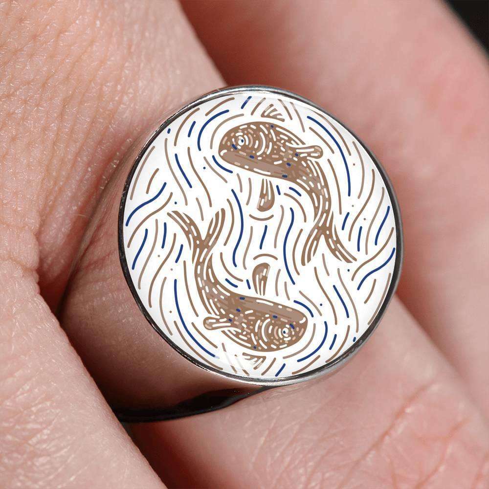 Pisces Zodiac Artistic Ring made from Stainless Steel or 18k Gold - ZodiacFanatic