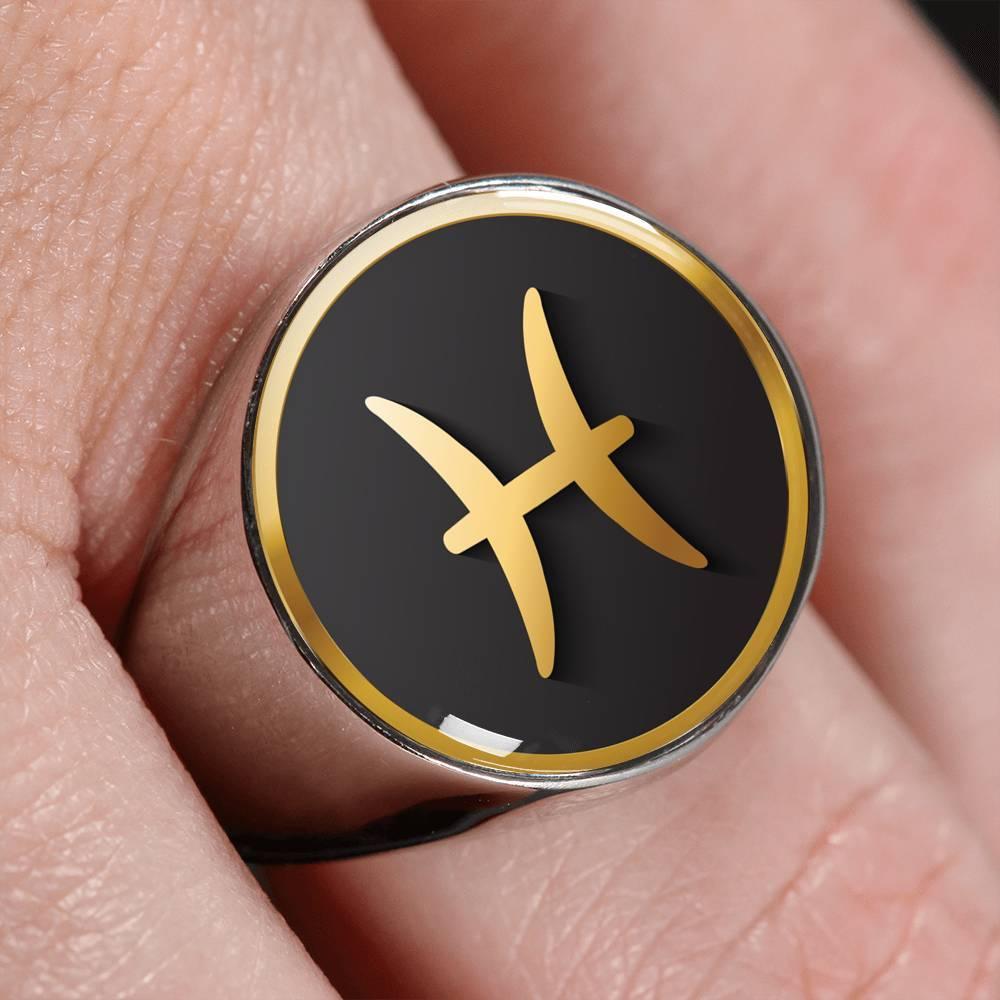 Pisces Zodiac Exclusive Design Ring Made From Stainless Steel or 18k Gold - ZodiacFanatic