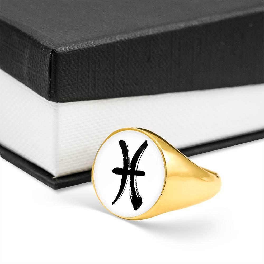 Pisces Zodiac Stainless Steel or 18k Gold Ring - ZodiacFanatic