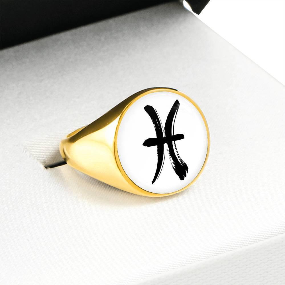 Pisces Zodiac Stainless Steel or 18k Gold Ring - ZodiacFanatic